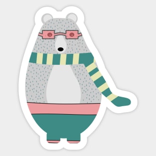 Cute bear in snow Sticker